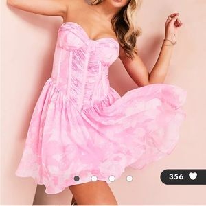 ASOS LUXE chiffon ruched corset mini dress in pink floral